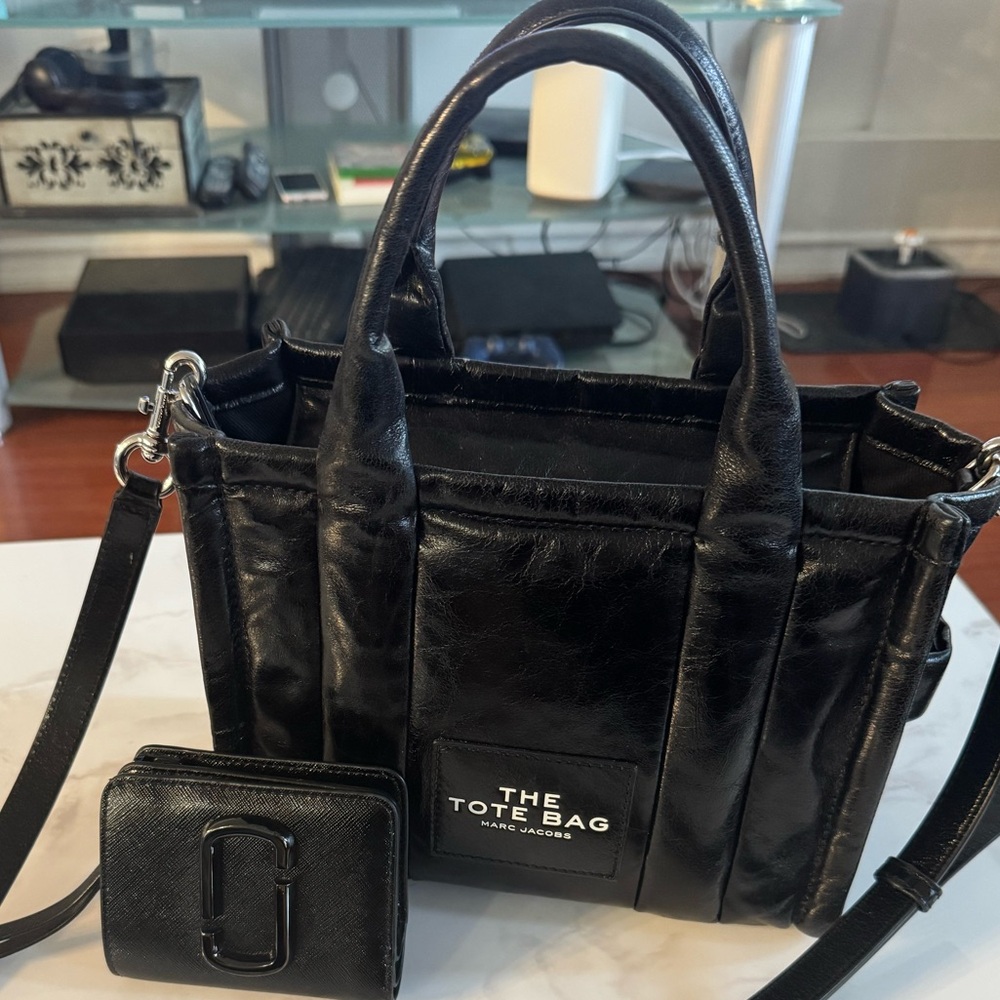 Marc Jacobs Black Leather Tote with Wallet